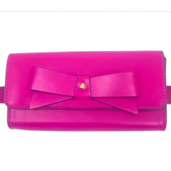 Kate Spade Bow Belt Bag Fuchsia Leather  L/XL  *HP* - Picture 1 of 7